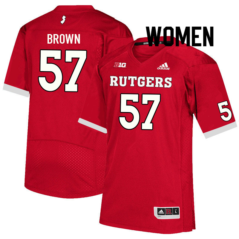 Women #57 Ireland Brown Rutgers Scarlet Knights College Football Jerseys Sale-Scarlet